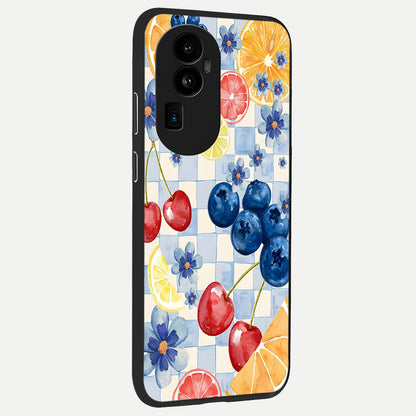  Citrus Bloom Joy back cover For Oppo Reno 10 Pro Plus slim fit glass case with vibrant aesthetic design