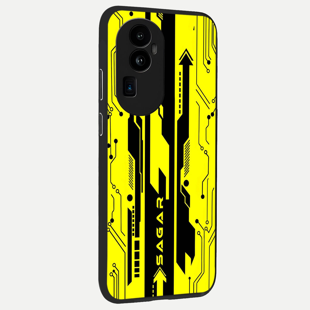  Electric Pulse CYBERPUNK Custom Name back cover For Oppo Reno 10 Pro Plus slim fit glass case with vibrant aesthetic design