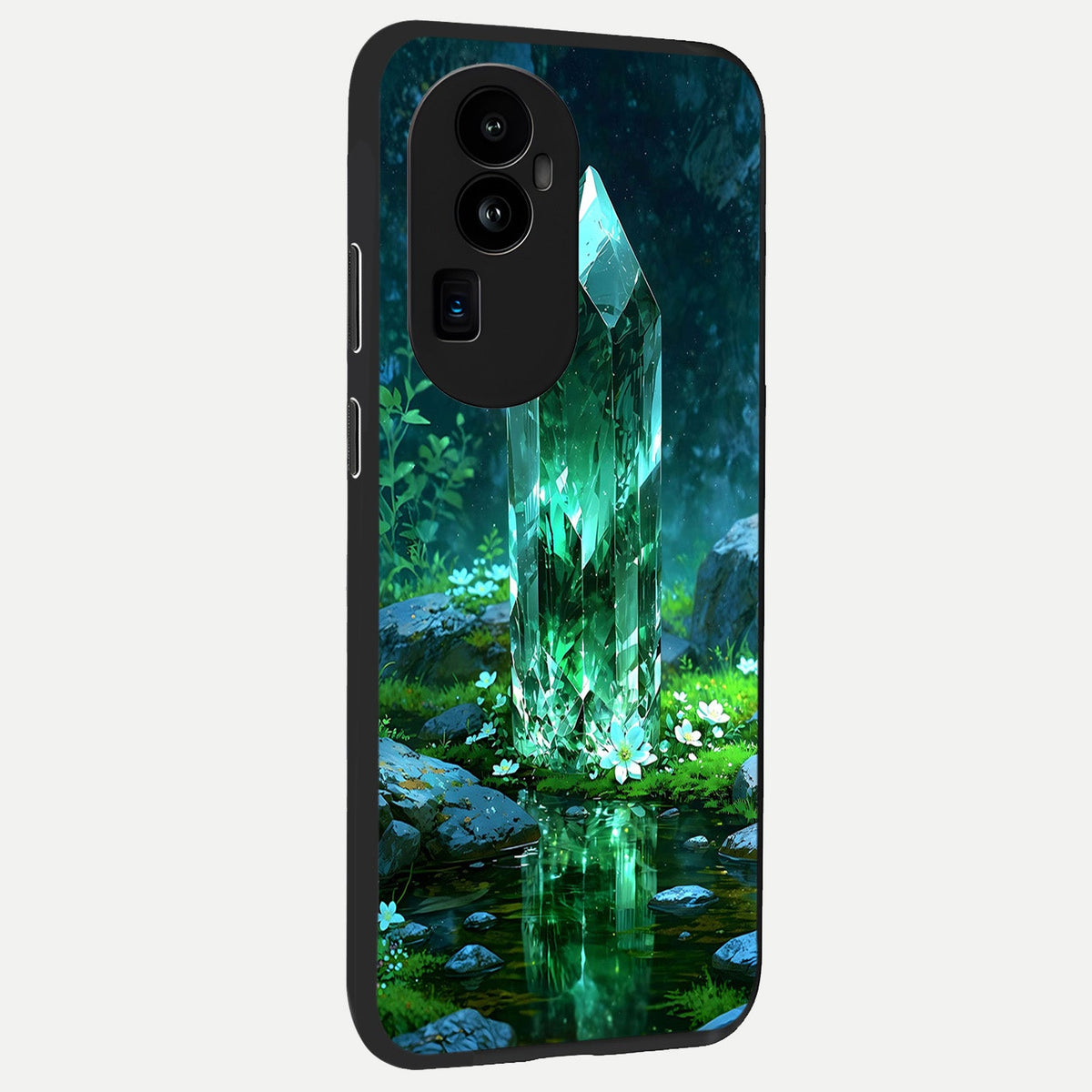  Emerald Light Crystal back cover For Oppo Reno 10 Pro Plus slim fit glass case with vibrant aesthetic design