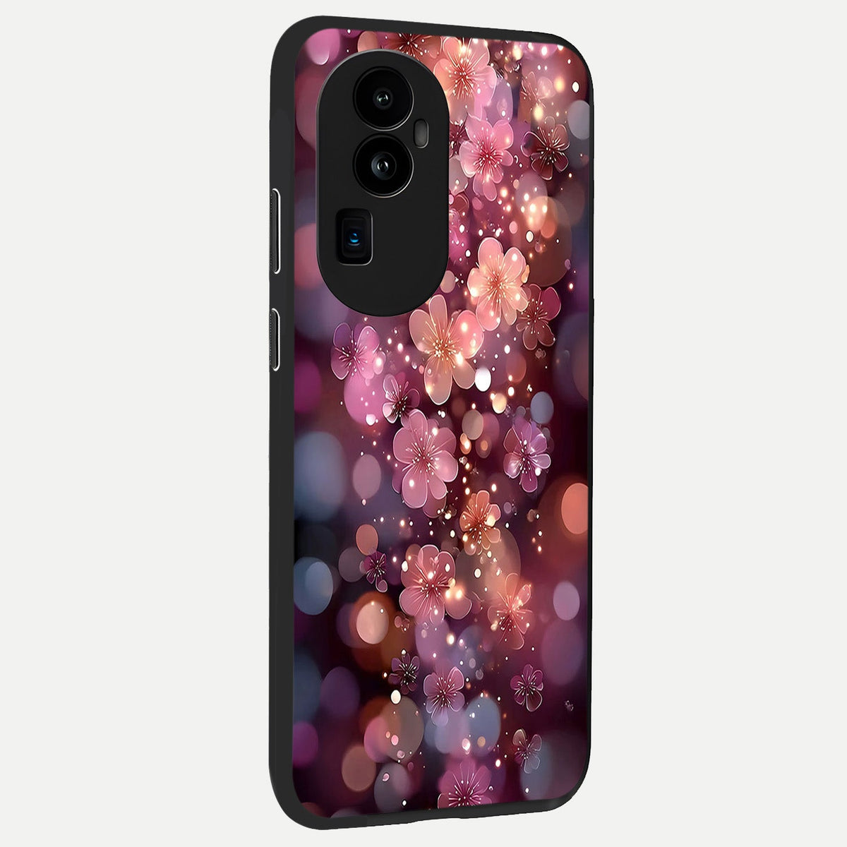  Glowing Petal Bliss back cover For Oppo Reno 10 Pro Plus slim fit glass case with vibrant aesthetic design