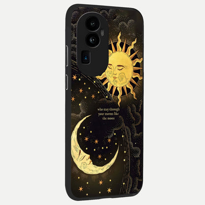  Golden Lunar Love back cover For Oppo Reno 10 Pro Plus slim fit glass case with vibrant aesthetic design