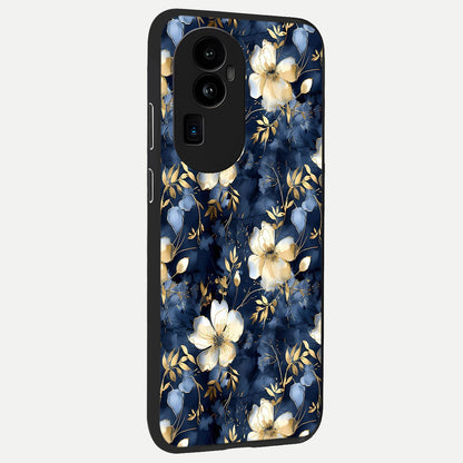  Golden Midnight Bloom back cover For Oppo Reno 10 Pro Plus slim fit glass case with vibrant aesthetic design