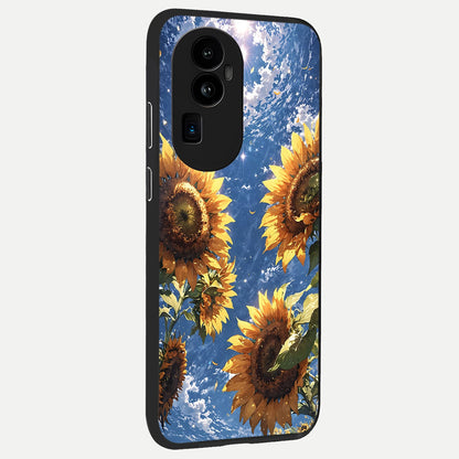  Heavenly Sunflower Rise back cover For Oppo Reno 10 Pro Plus slim fit glass case with vibrant aesthetic design