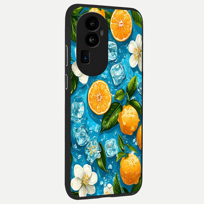  Ice Cube With Orange back cover For Oppo Reno 10 Pro Plus slim fit glass case with vibrant aesthetic design