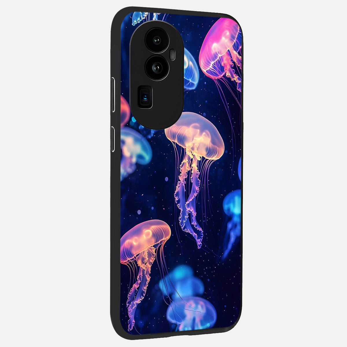  Jellyfish Pattern back cover For Oppo Reno 10 Pro Plus slim fit glass case with vibrant aesthetic design