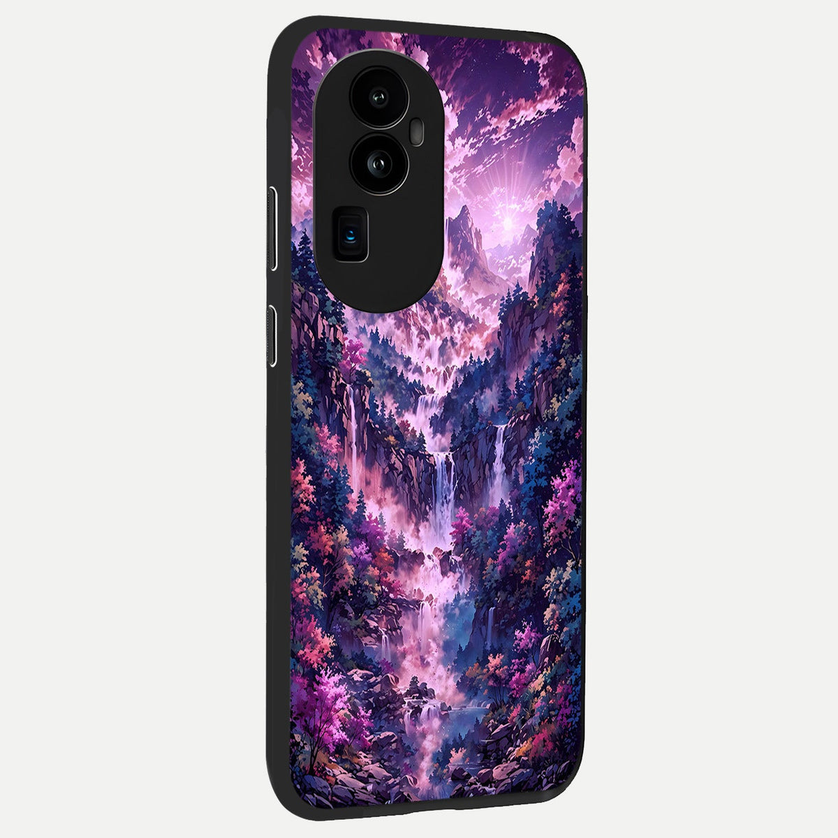  Mystic Cascade Peaks back cover For Oppo Reno 10 Pro Plus slim fit glass case with vibrant aesthetic design