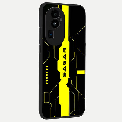  Neon CYBERPUNK Custom Name back cover For Oppo Reno 10 Pro Plus slim fit glass case with vibrant aesthetic design