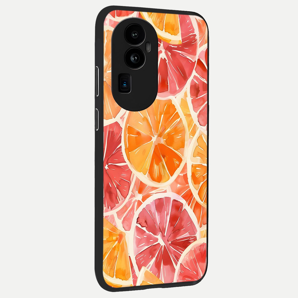  Orange Fruits Pattern back cover For Oppo Reno 10 Pro Plus slim fit glass case with vibrant aesthetic design