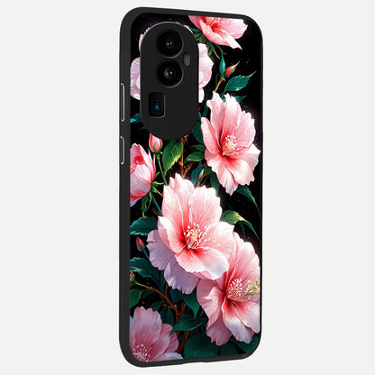  Peach Flower back cover For Oppo Reno 10 Pro Plus slim fit glass case with vibrant aesthetic design