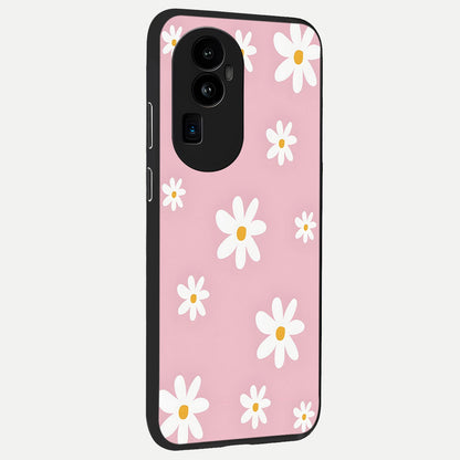 Soft Daisy Bliss back cover For Oppo Reno 10 Pro Plus slim fit glass case with vibrant aesthetic design
