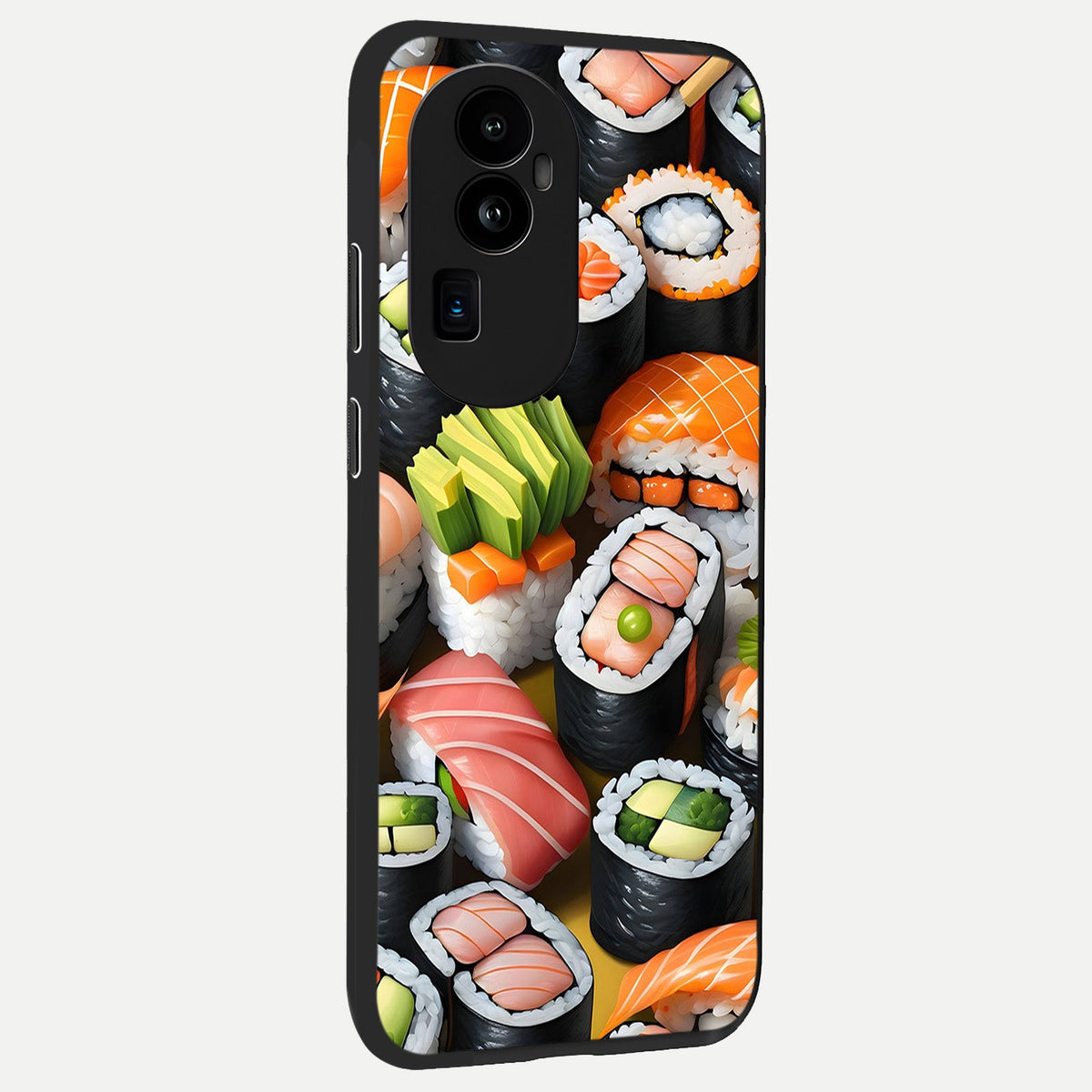  Sushi Food Pattern back cover For Oppo Reno 10 Pro Plus slim fit glass case with vibrant aesthetic design
