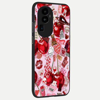  Sweet Cherry Chaos back cover For Oppo Reno 10 Pro Plus slim fit glass case with vibrant aesthetic design