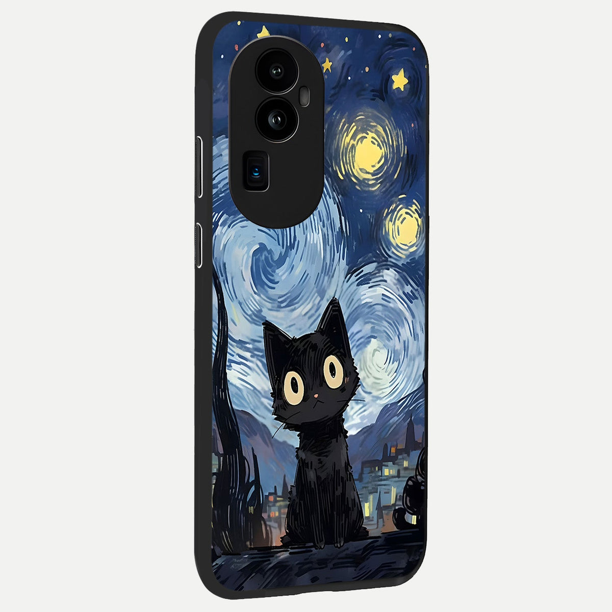  Van Gogh Cat back cover For Oppo Reno 10 Pro Plus slim fit glass case with vibrant aesthetic design