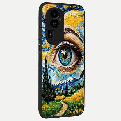  Van Gogh Eye back cover For Oppo Reno 10 Pro Plus slim fit glass case with vibrant aesthetic design