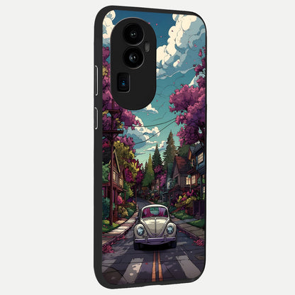 Vintage Street Drive back cover For Oppo Reno 10 Pro Plus slim fit glass case with vibrant aesthetic design