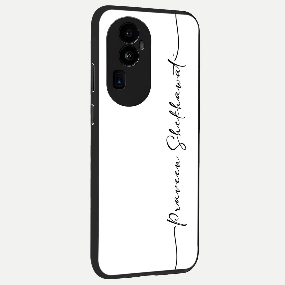  White Tune Custom Name back cover For Oppo Reno 10 Pro Plus slim fit personalized glass case with aesthetic design