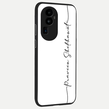  White Tune Custom Name back cover For Oppo Reno 10 Pro Plus slim fit personalized glass case with aesthetic design