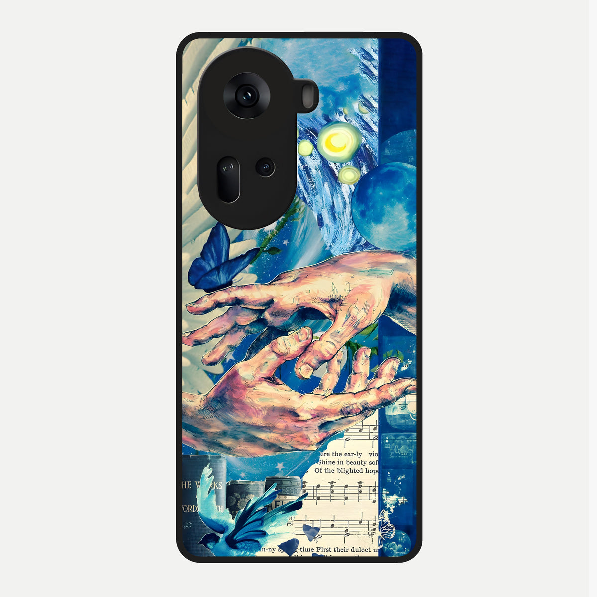  Aesthetic Divider Glass Case For Oppo Reno 11 5G back cover – full design glossy printed glass finish