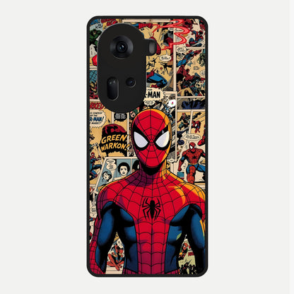  Aesthetic Spider Glass Case For Oppo Reno 11 5G back cover – full design glossy printed glass finish