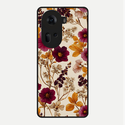  Autumn Wine Bloom Glass Case For Oppo Reno 11 5G back cover – full design glossy printed glass finish