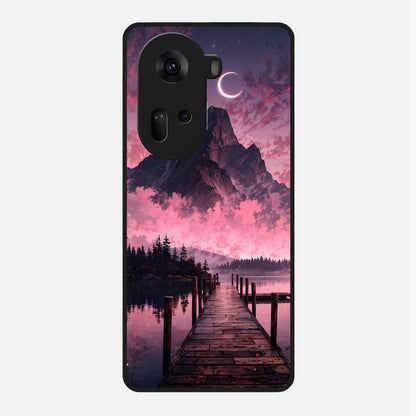  Beautiful Mountain View Glass Case For Oppo Reno 11 5G back cover – full design glossy printed glass finish