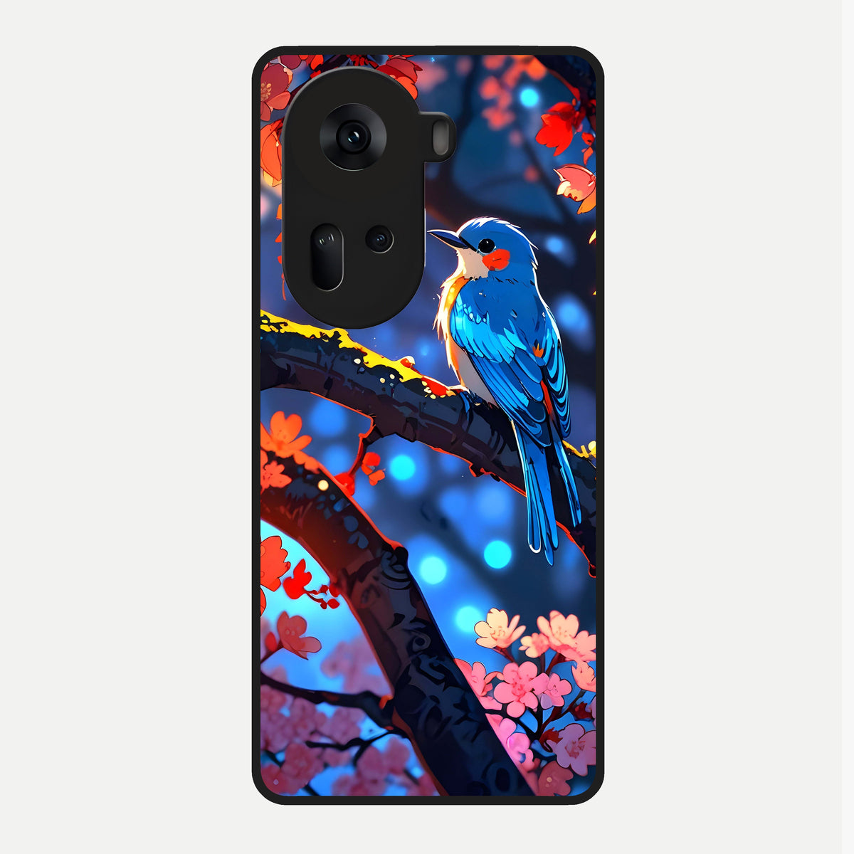  Blooming Water Drift Glass Case For Oppo Reno 11 5G back cover – full design glossy printed glass finish