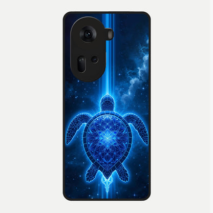  Blue Galaxy Turtle Glass Case For Oppo Reno 11 5G back cover – full design glossy printed glass finish