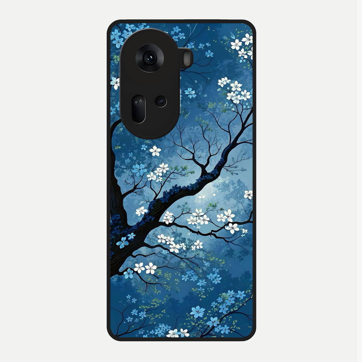  Blue Tree Serenity Glass Case For Oppo Reno 11 5G back cover – full design glossy printed glass finish