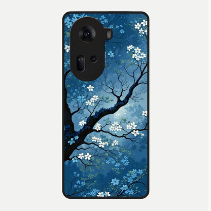  Blue Tree Serenity Glass Case For Oppo Reno 11 5G back cover – full design glossy printed glass finish