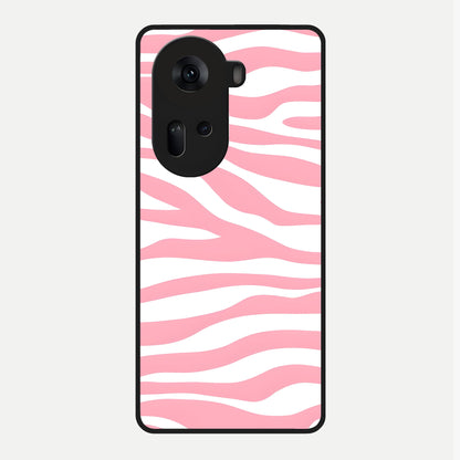  Blush Zebra Flow Glass Case For Oppo Reno 11 5G back cover – full design glossy printed glass finish