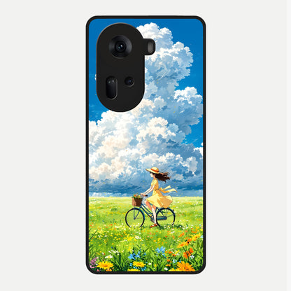  Breezy Meadow Ride Glass Case For Oppo Reno 11 5G back cover – full design glossy printed glass finish