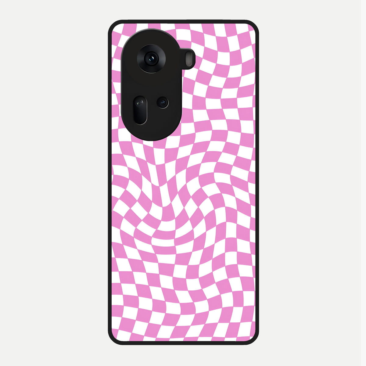  Bubblegum Check Wave Glass Case For Oppo Reno 11 5G back cover – full design glossy printed glass finish