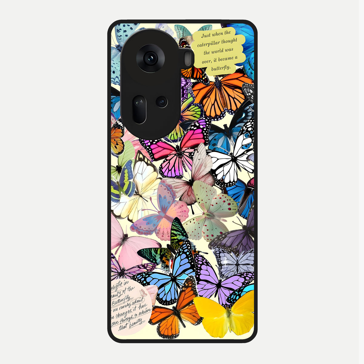  Butterflies Petal Dream Glass Case For Oppo Reno 11 5G back cover – full design glossy printed glass finish