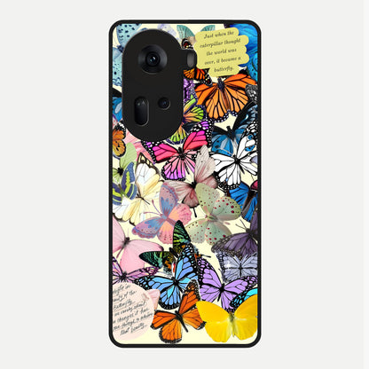  Butterflies Petal Dream Glass Case For Oppo Reno 11 5G back cover – full design glossy printed glass finish