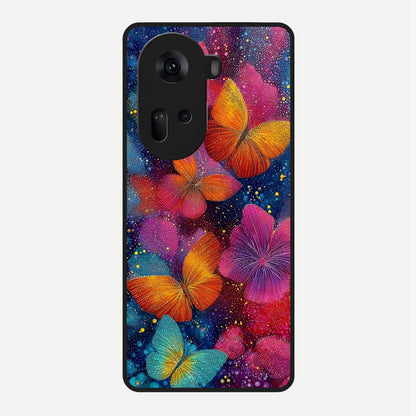  Butterfly Dream Mist Glass Case For Oppo Reno 11 5G back cover – full design glossy printed glass finish