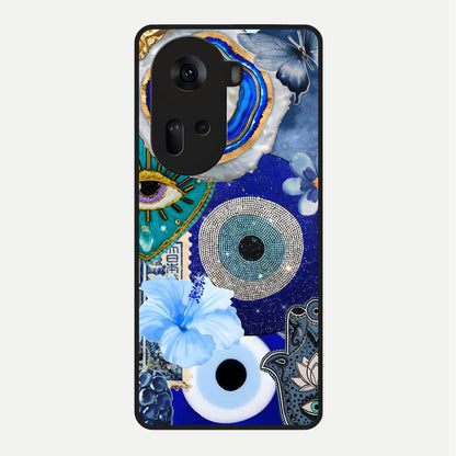  Celestial Blue Vision Glass Case For Oppo Reno 11 5G back cover – full design glossy printed glass finish