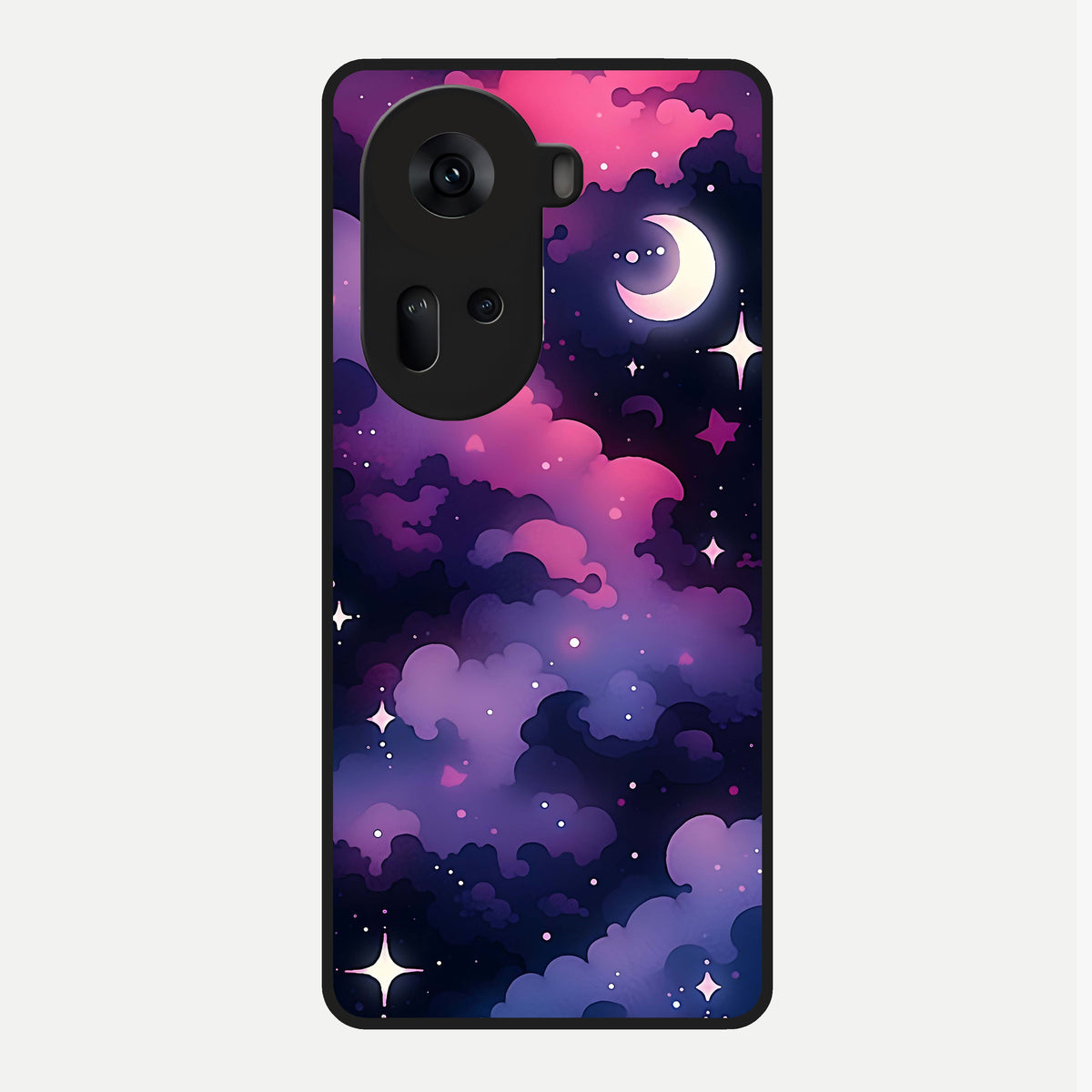  Celestial Moon Magic Glass Case For Oppo Reno 11 5G back cover – full design glossy printed glass finish