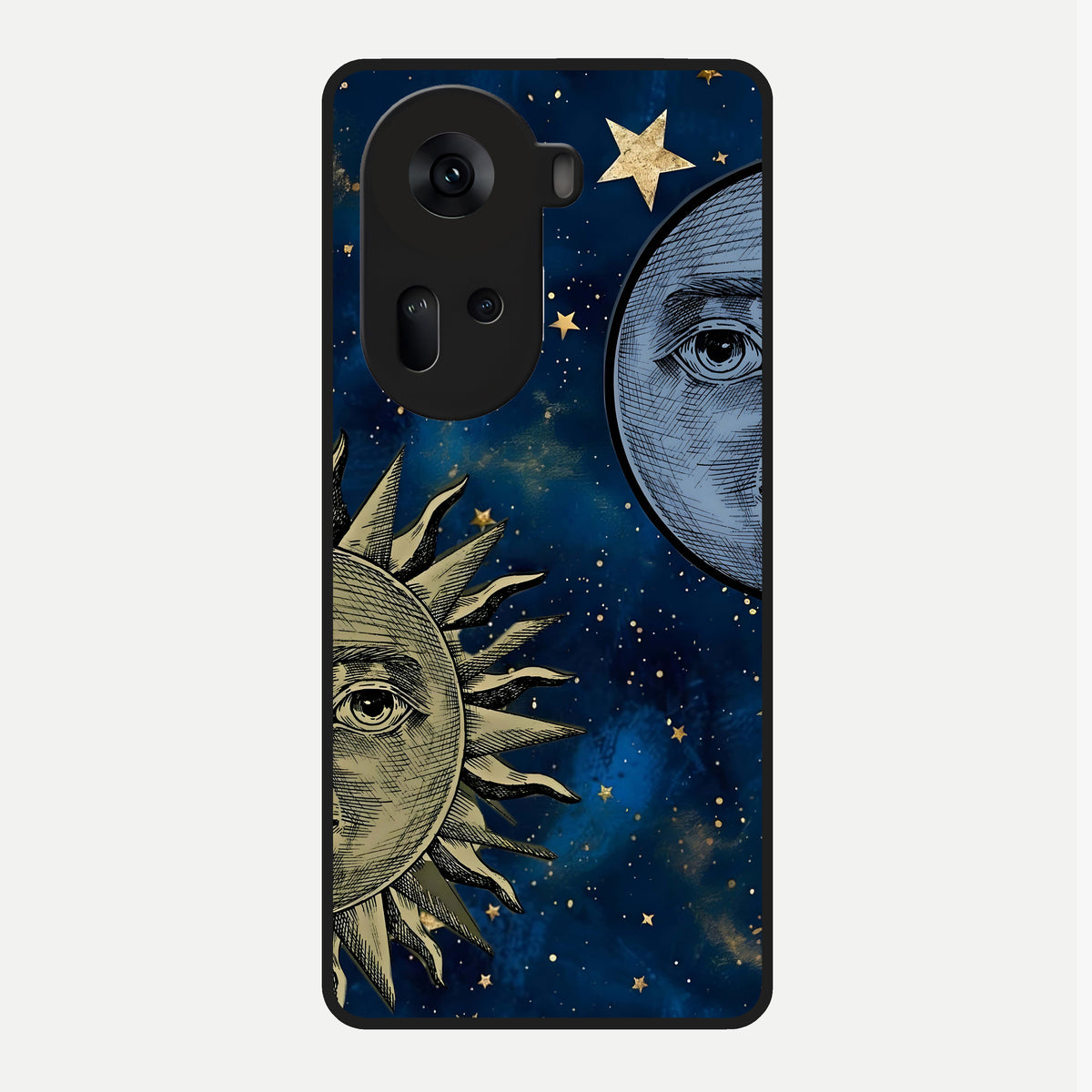  Celestial Moon With Sun Glass Case For Oppo Reno 11 5G back cover – full design glossy printed glass finish