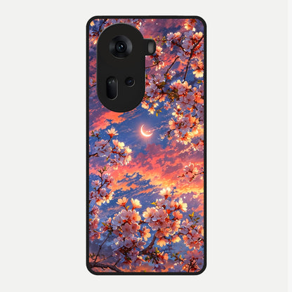  Celestial Sakura Sunset Glass Case For Oppo Reno 11 5G back cover – full design glossy printed glass finish