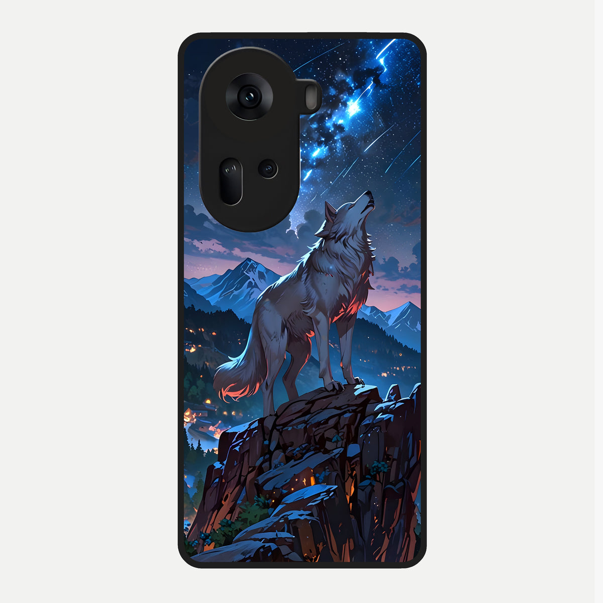  Celestial Wolf Howl Glass Case For Oppo Reno 11 5G back cover – full design glossy printed glass finish