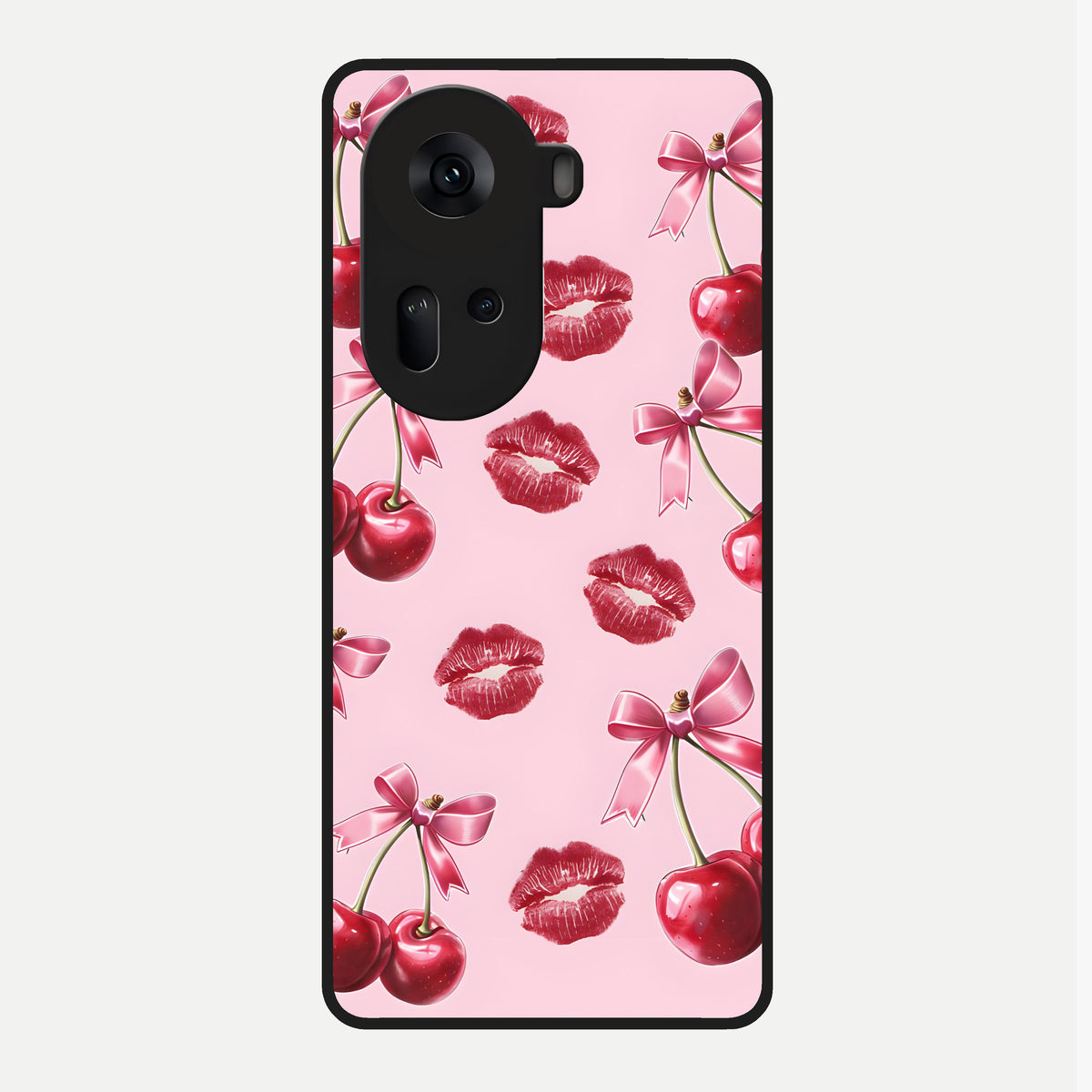  Cherry With Lips Glass Case For Oppo Reno 11 5G back cover – full design glossy printed glass finish