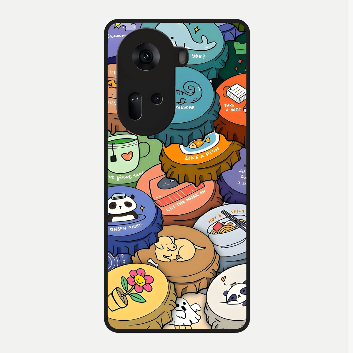  Coins Patterns Glass Case For Oppo Reno 11 5G back cover – full design glossy printed glass finish