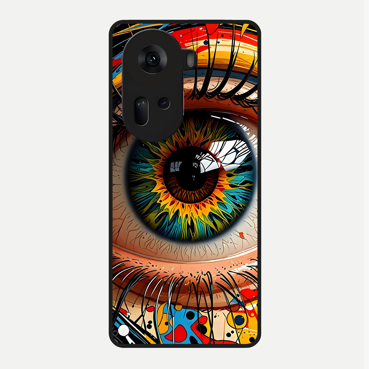  Colorful Eye Glass Case For Oppo Reno 11 5G back cover – full design glossy printed glass finish