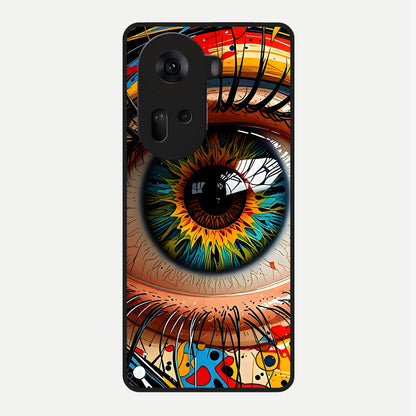  Colorful Eye Glass Case For Oppo Reno 11 5G back cover – full design glossy printed glass finish