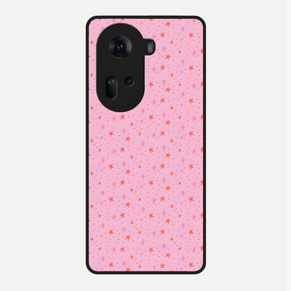  Cosmic Pink Sparkle Glass Case For Oppo Reno 11 5G back cover – full design glossy printed glass finish