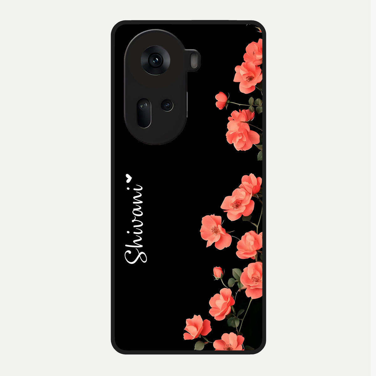  Crimson Bloom Grace Custom Name Glass Case For Oppo Reno 11 5G back cover – full design glossy printed glass finish