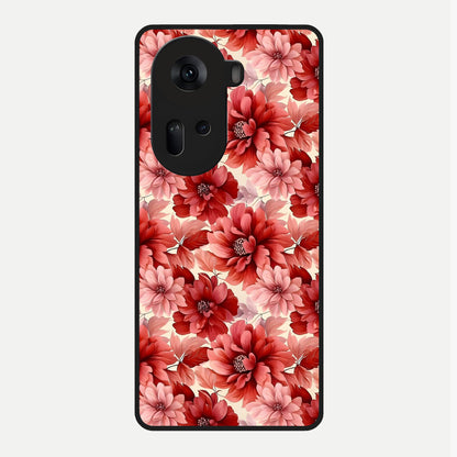  Crimson Love Petals Glass Case For Oppo Reno 11 5G back cover – full design glossy printed glass finish