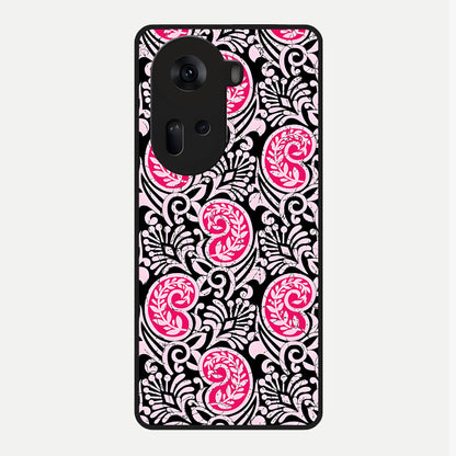  Crimson Paisley Charm Glass Case For Oppo Reno 11 5G back cover – full design glossy printed glass finish