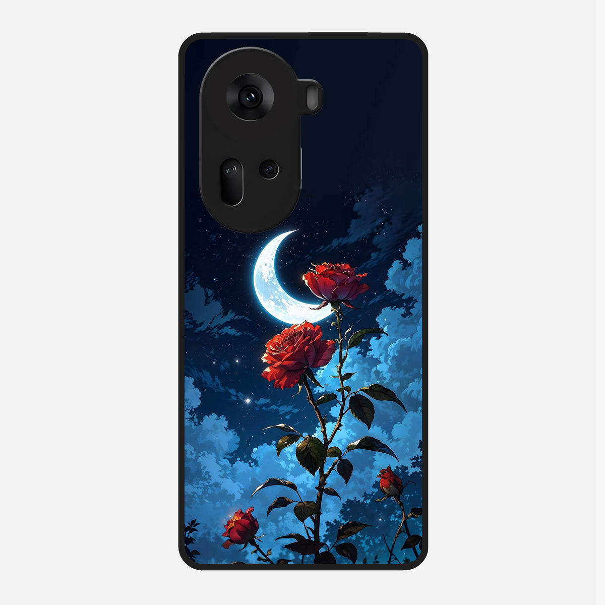  Crimson Rose Moon Glass Case For Oppo Reno 11 5G back cover – full design glossy printed glass finish