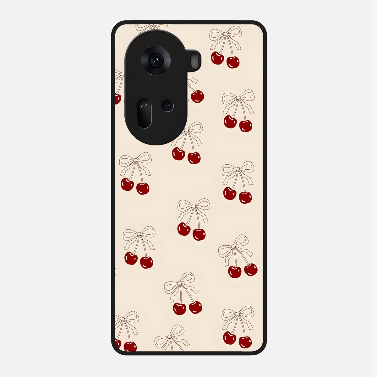  Cute Cherry Pattern Glass Case For Oppo Reno 11 5G back cover – full design glossy printed glass finish